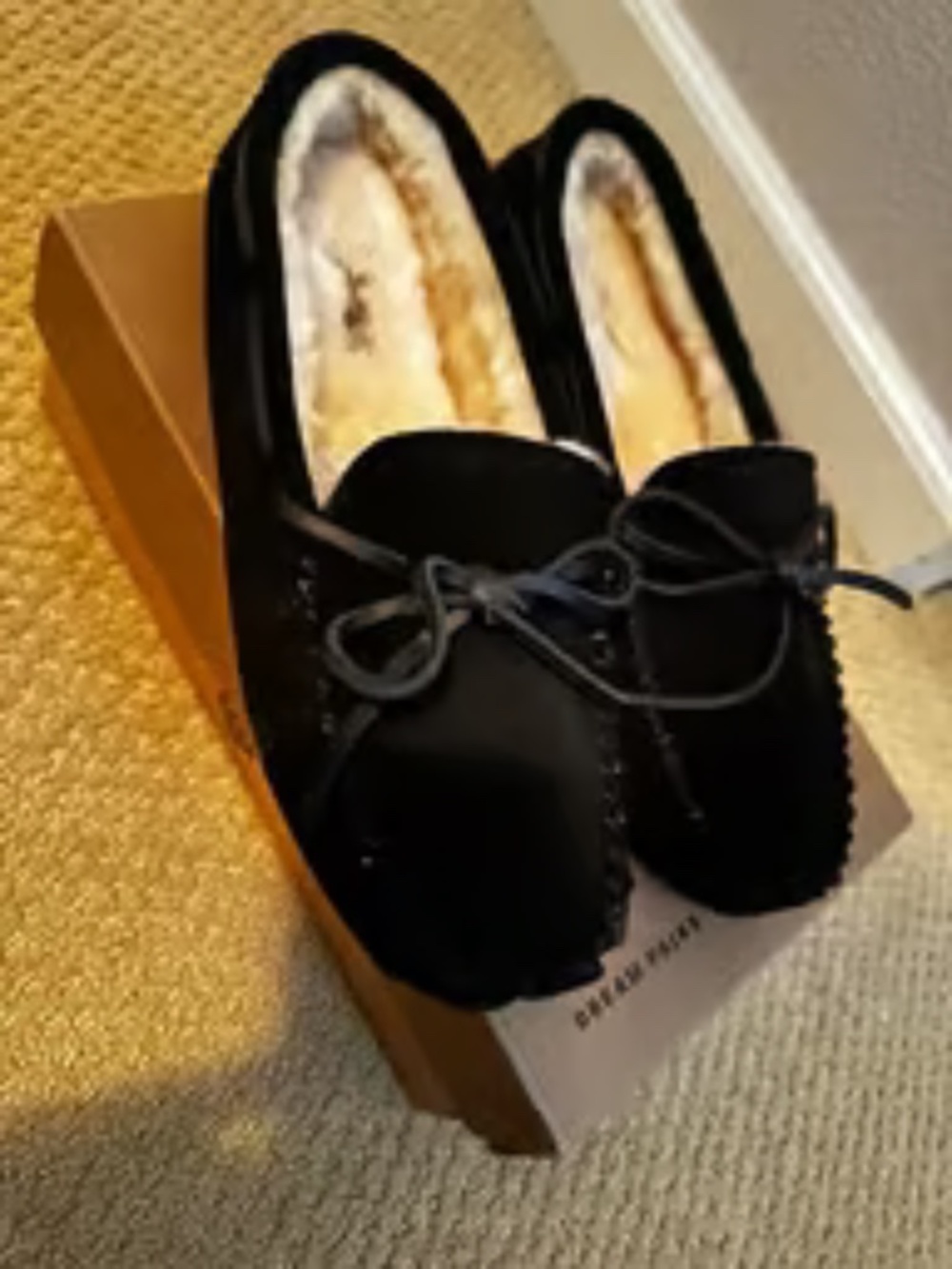 Dream Pairs Black Faux Suede Fleece Lined Moccasin Slippers